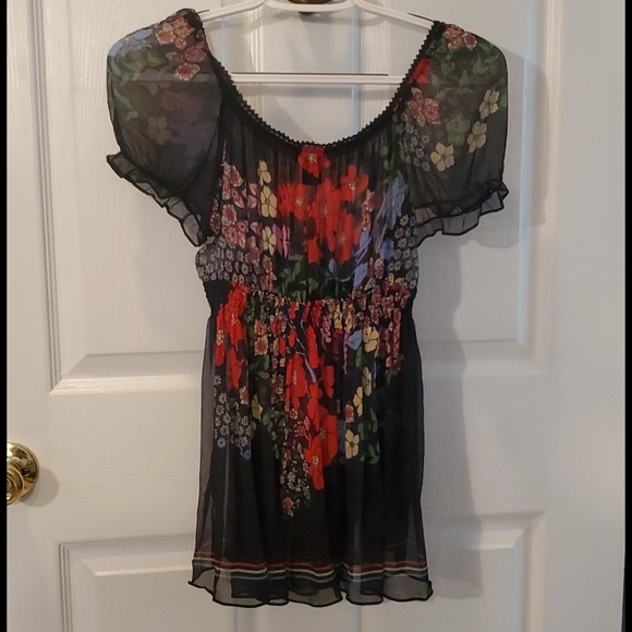 Fei Anthropologie 100% Silk Peasant Blouse Small - Picture 2 of 7